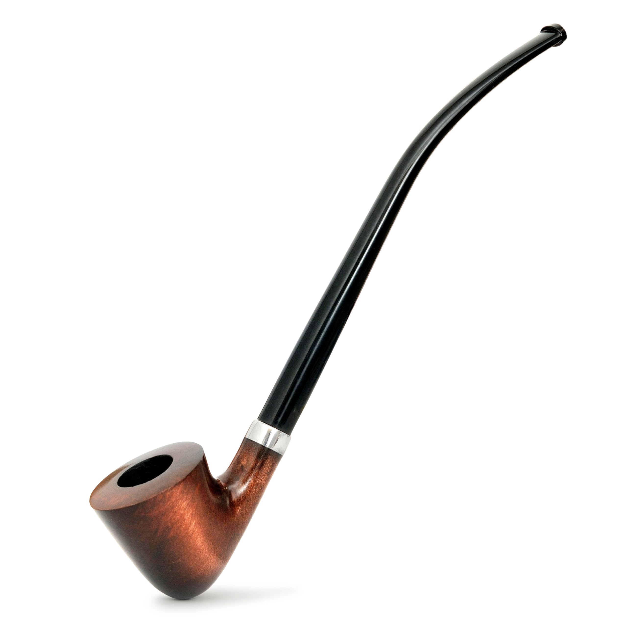 Tobacco Pipe Model KAF218 Churchwarden Style Wooden Handmade Dublin Shape from Pear Wood with Acrylic Stem, Gift Box with Pouch (Ukraine)