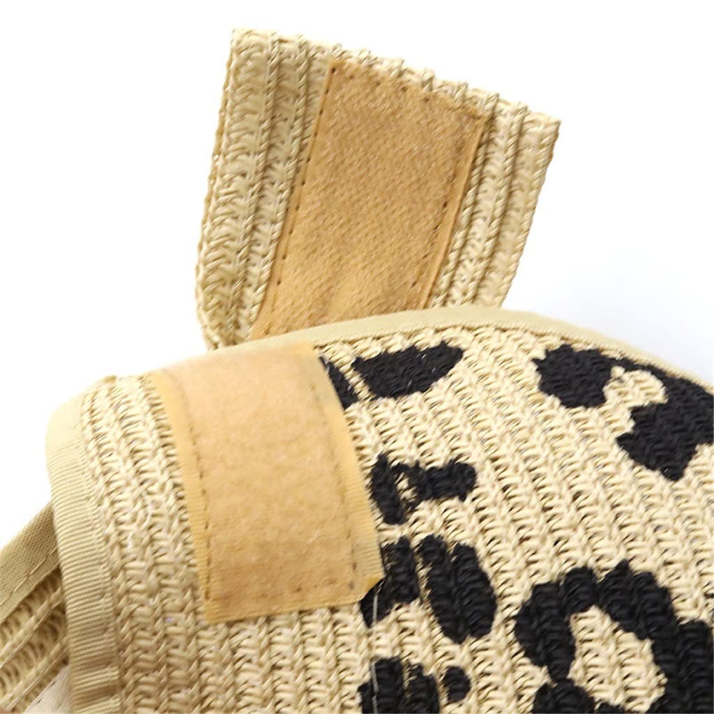 Cappello da donna con visiera leopardata estiva Cappello da sole pieghevole Cappello da spiaggia a tesa larga per ragazza Cappello di paglia Cappello di protezione da spiaggia (Color : C, Size : 55-5