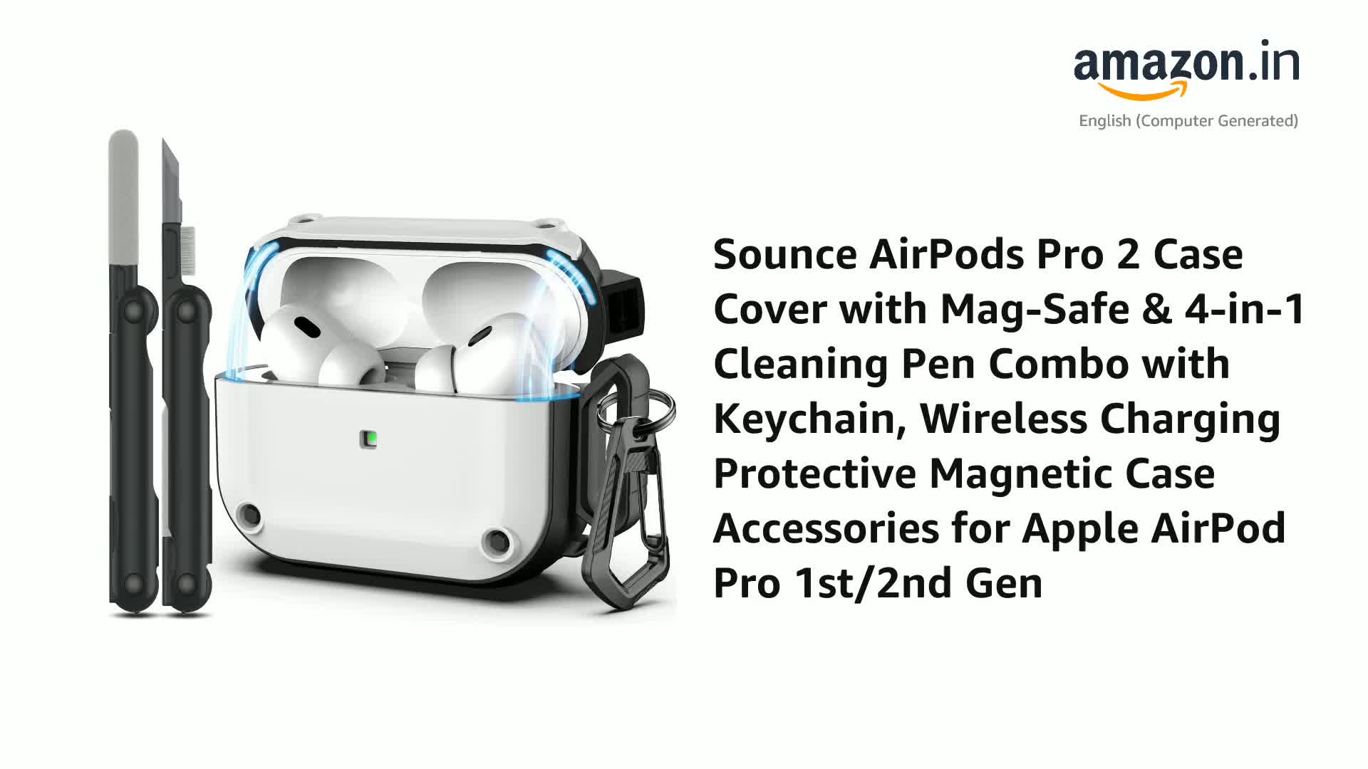 Sounce AirPods Pro 2 Case Cover with Mag-Safe & 4-in-1 Cleaning