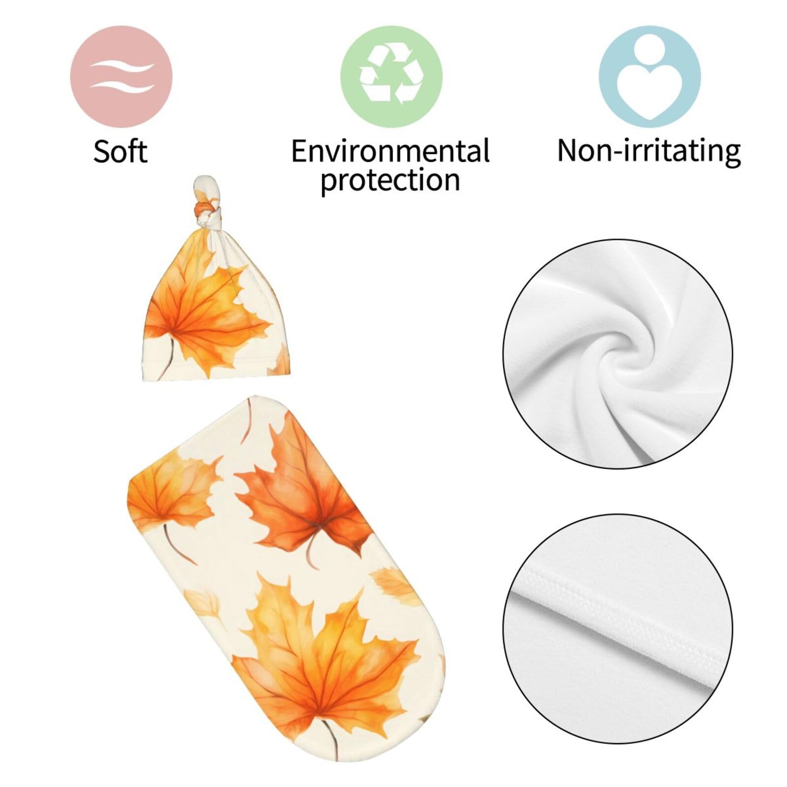 3d foglia d'acero swaddle coperta e cappello set per neonati avvolgente accogliente per neonati bambino comfort 29x53 cm