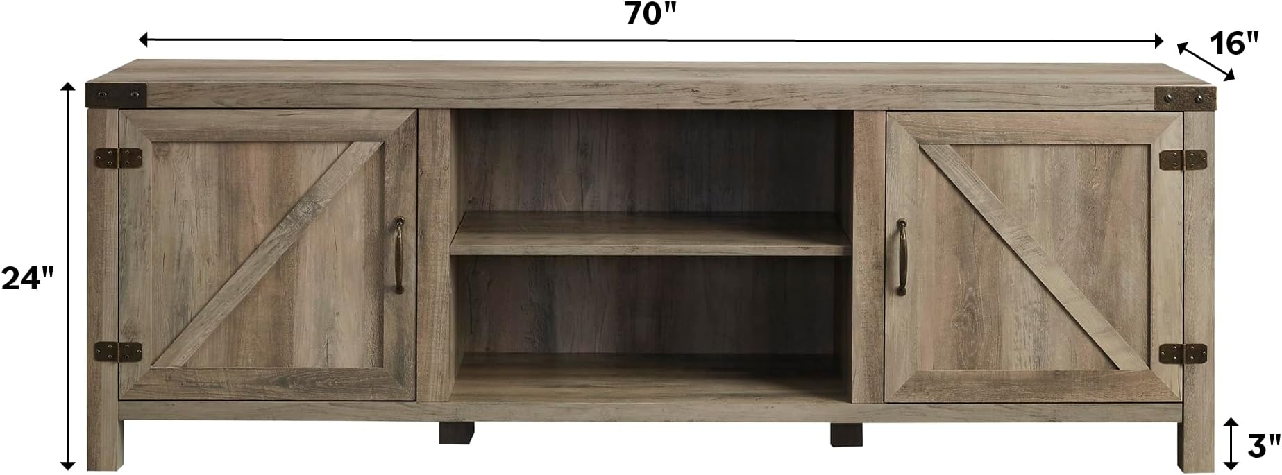 Walker Edison Georgetown Modern Farmhouse Double Barn Door TV Stand for TVs up to 80 Inches, 70 Inch, Grey Wash