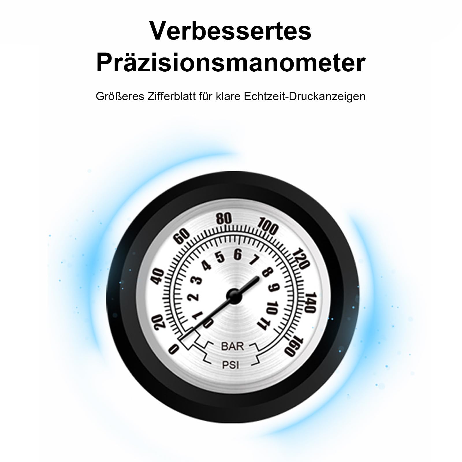 Fahrradpumpe für Alle Ventile – Luftpumpe mit Manometer (160 PSI) für Presta- & Schrader-Ventile, Robuste Bauweise für Einfache Handhabung, Fahrrad zubehör Pumpe Luft Standpumpe für Ball