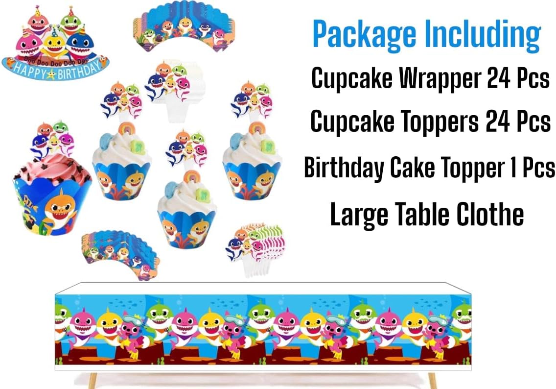 NEW TUHI 61 Pcs party Party Supply, 10 pcs Helium Balloons, 48pcs Cake toppers & Covers, 1 Main Cake Topper, 1 Table cloth, Birthday Decorations - Image 5