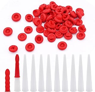 Bekecidi Universal Fit Caulk Caps Caulk Nozzles, Latex Nozzle Caulk Tube Sealer Caps, Sealing Preserving Tool 50 Pcs Caulk Caps Cover & 10 Pcs Nozzles for Caulk, Silicone, Roof Cement
