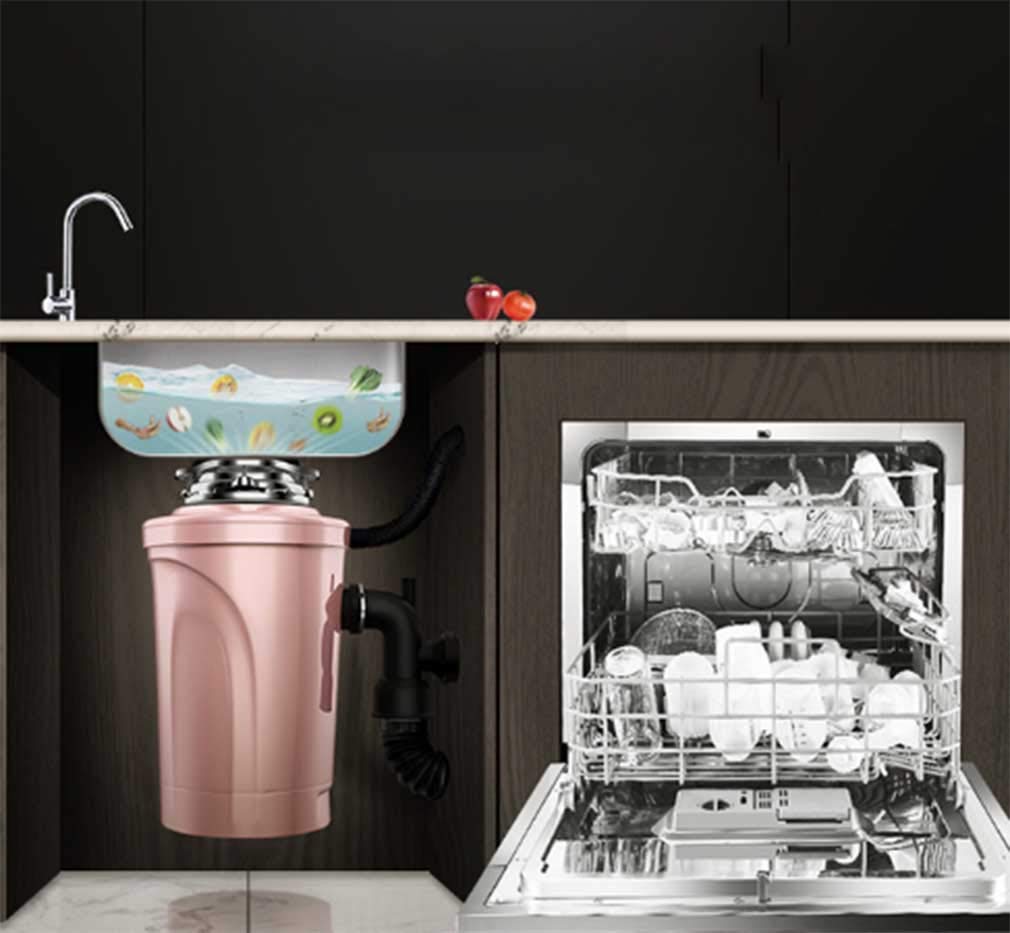 Durable Broyeur de déchets Alimentaires Broyeur dissipateur Thermique dissipateur Thermique de déchets organiques pour Maison sous évier Cuisine, Pink