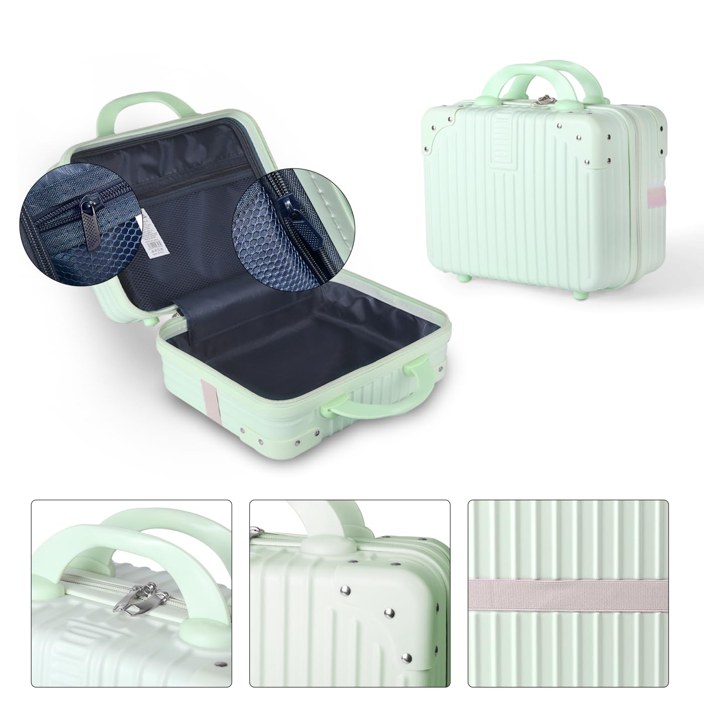 MERCURY TEXTIL-Juego de 3 Maletas de Viaje Cabina, Grande y Neceser de Policarbonato y ABS. Maletas Multifunción con USB, Múltiples Compartimientos con Bolsillo Frontal y Portavasos (Verde)