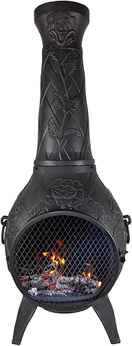 The Blue Rooster Rose Chiminea Outdoor Fireplace - Wood Burning