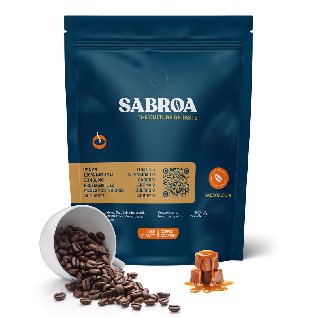 Cafe en Grano Natural de Especialidad 100% Arabica Tueste Natural y Artesanal con Sabor Intenso Acidez Equilibrada para Todas las Cafeteras 250g Gran altitud Origen Brasil - SABROA