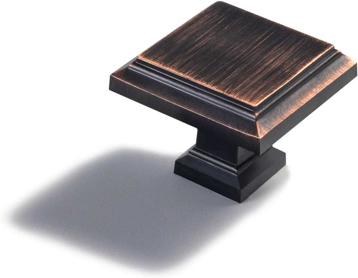 GooKi 6 Pack Oil Rubbed Bronze Square Knobs Rustic Brushed