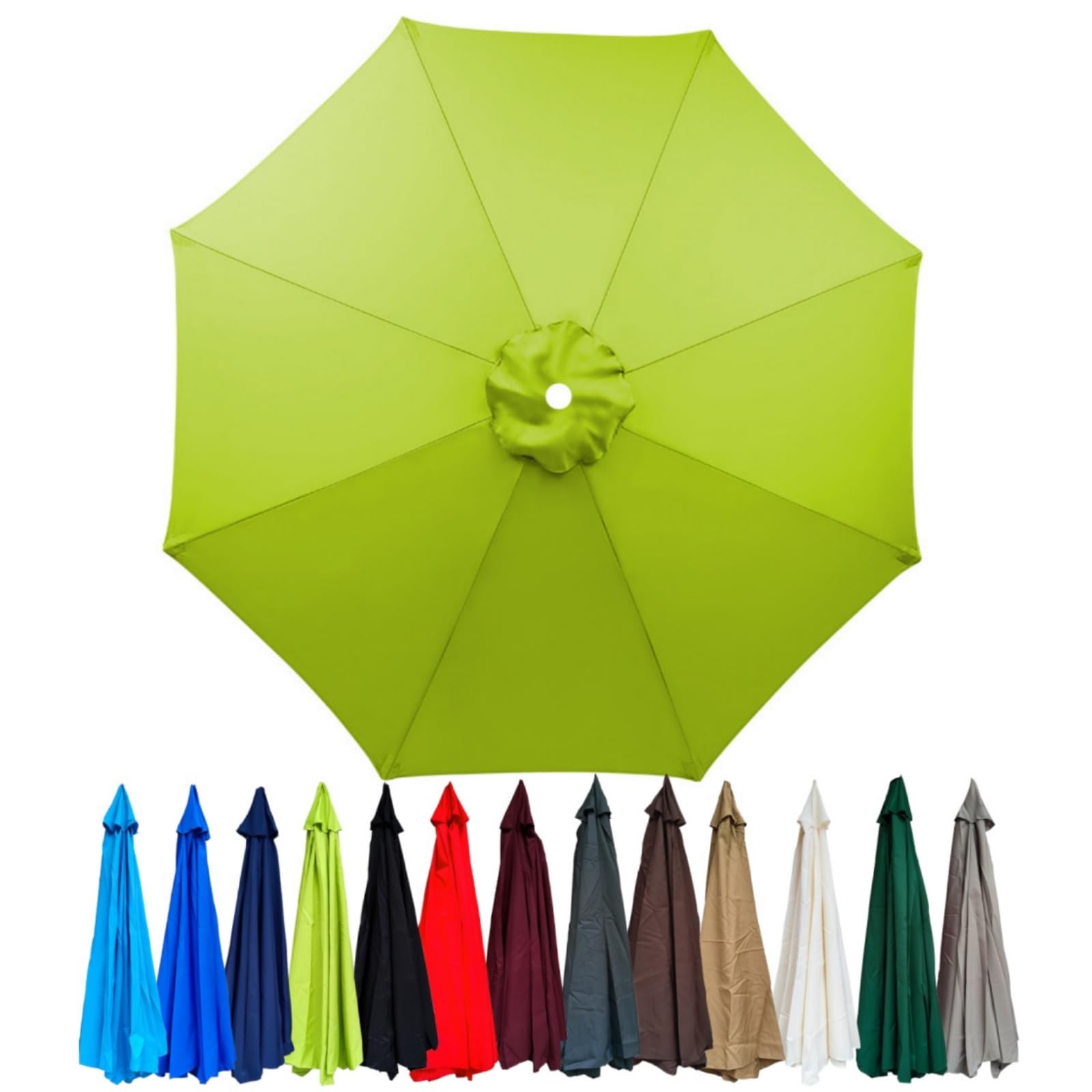 Replacement Canopy for 2.0/2.3/2.5/2.7m/3.0m Cantilever Umbrella with 6/8 Ribs for Yard Garden Beach(Grass green,2m/6 ribs) — image 1