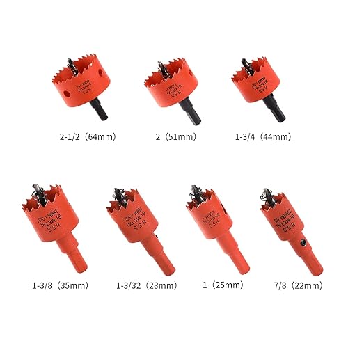 Miniatura 9 de Sierra perforadora de 1-14 pulgadas, sierra de agujero bimetálica con eje resistente, 1 broca, corte profundo de 1.1 pulgadas, cortador de