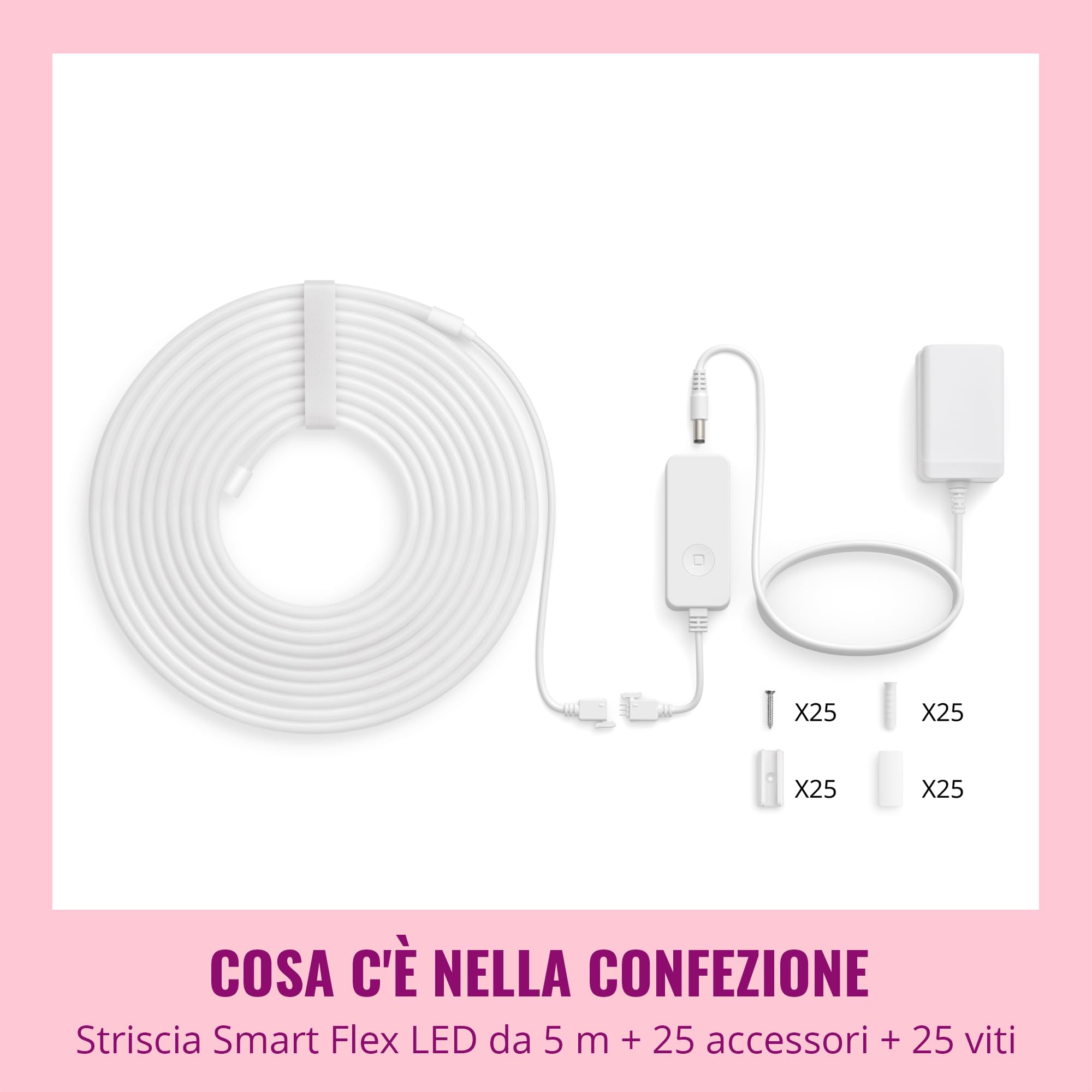 WiZ Striscia LED Neon Flex - 5 m, 16 Milioni di Colori o Luce Dimmerabile, modalità di luce preimpostate, connessione al Wi-Fi, controllo vocale/app, funzionamento con Google Home, Alexa e HomeKit
