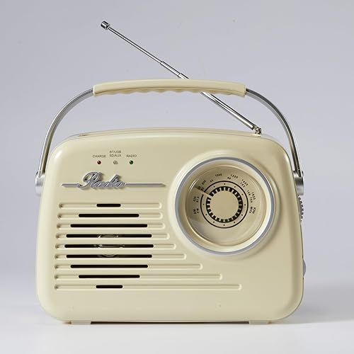 Miniatura 10 de Radios portátiles AM FM, funciona con pilas y enchufe de pared para el hogar, al aire librecocina, radio retro vintage con Bluetooth, esfera grande,