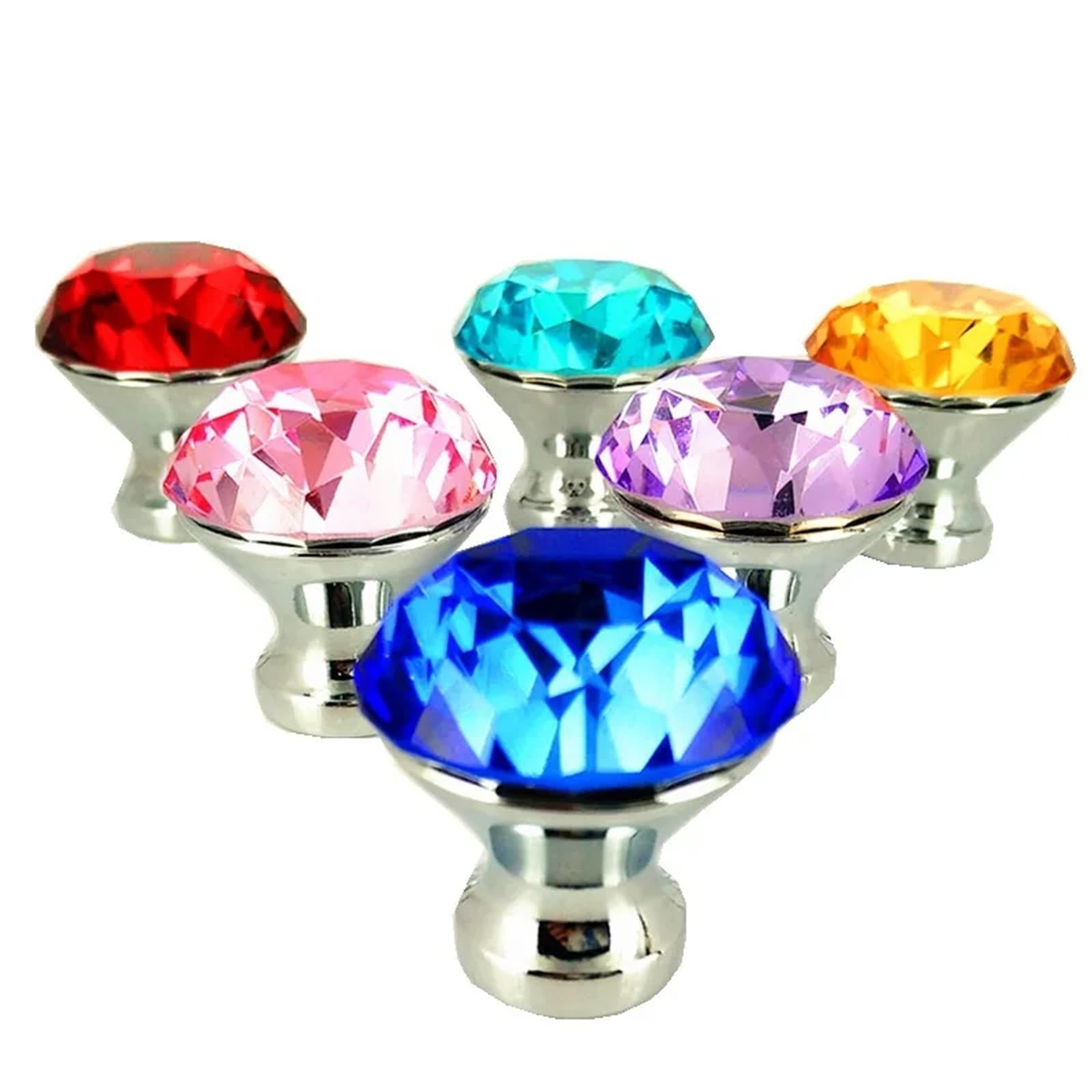 KDHCVKZ 1pcs / 5pcs 30mm Diamond Shape Design Crystal Glass Knobs Cupboard Drawer Pull Kitchen Cabinet Door Wardrobe Handles Hardware(Transparent 30MM,5pcs)