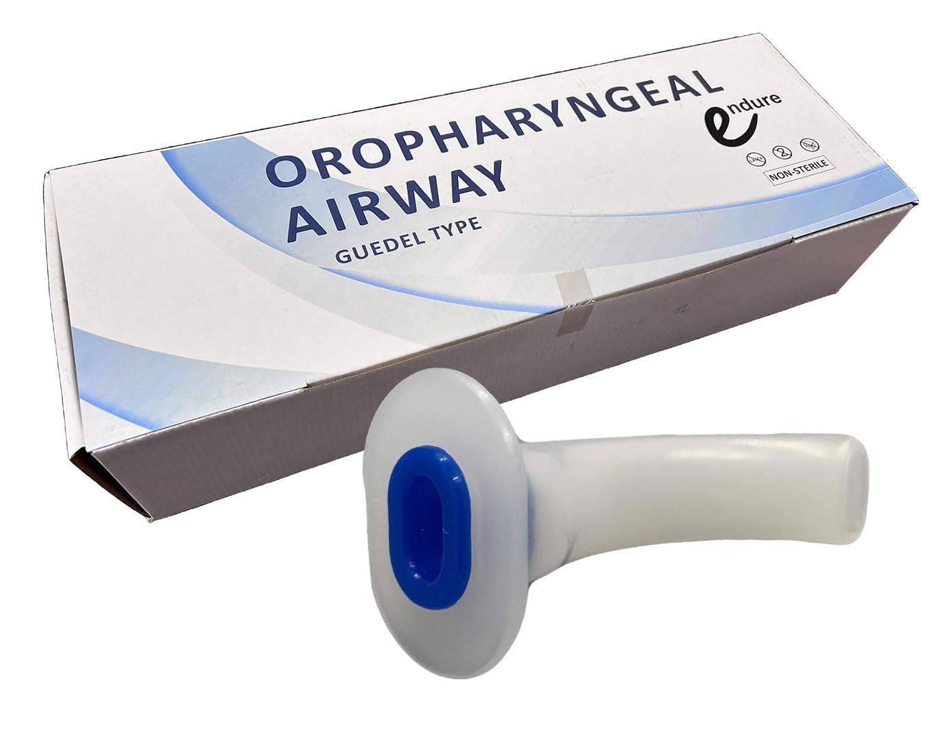 Endure Oropharyngeal Airway, Disposable Oral Airway Tube for First Aid, Box of 50 OPA (Blue, #00-50 mm)