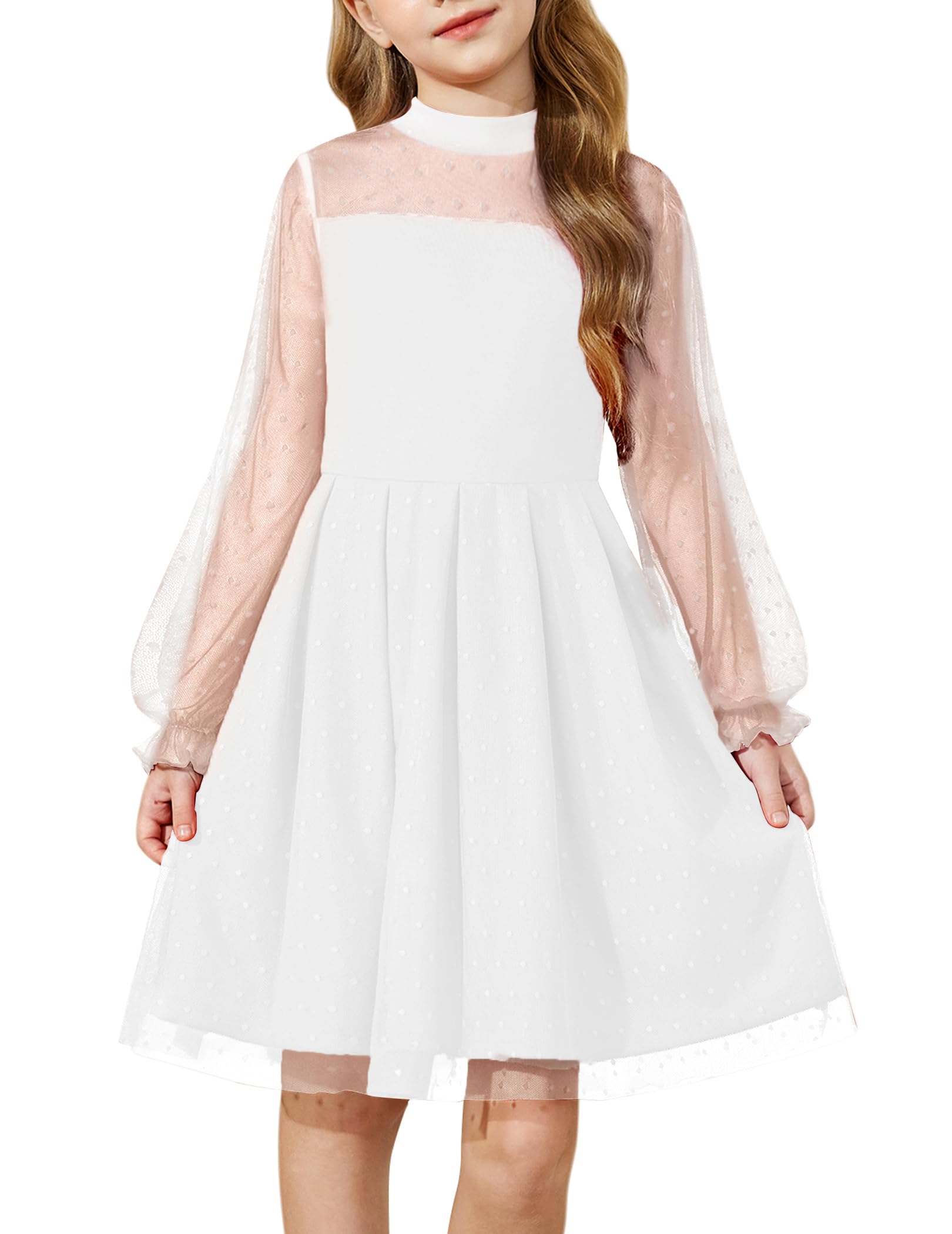 Kerstjurk dames elegante lange mouwen ronde hals jurk winter print
