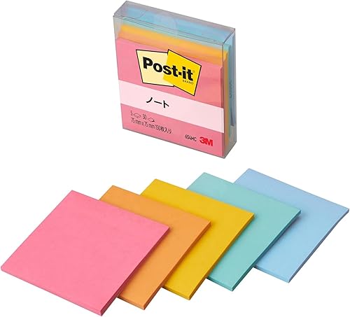Post-it 654MC - Notas adhesivas, cuaderno, multicolor, 3.0 x 3.0 pulgadas (2.953 x 2.953 in), 30 hojas x 5 blocs