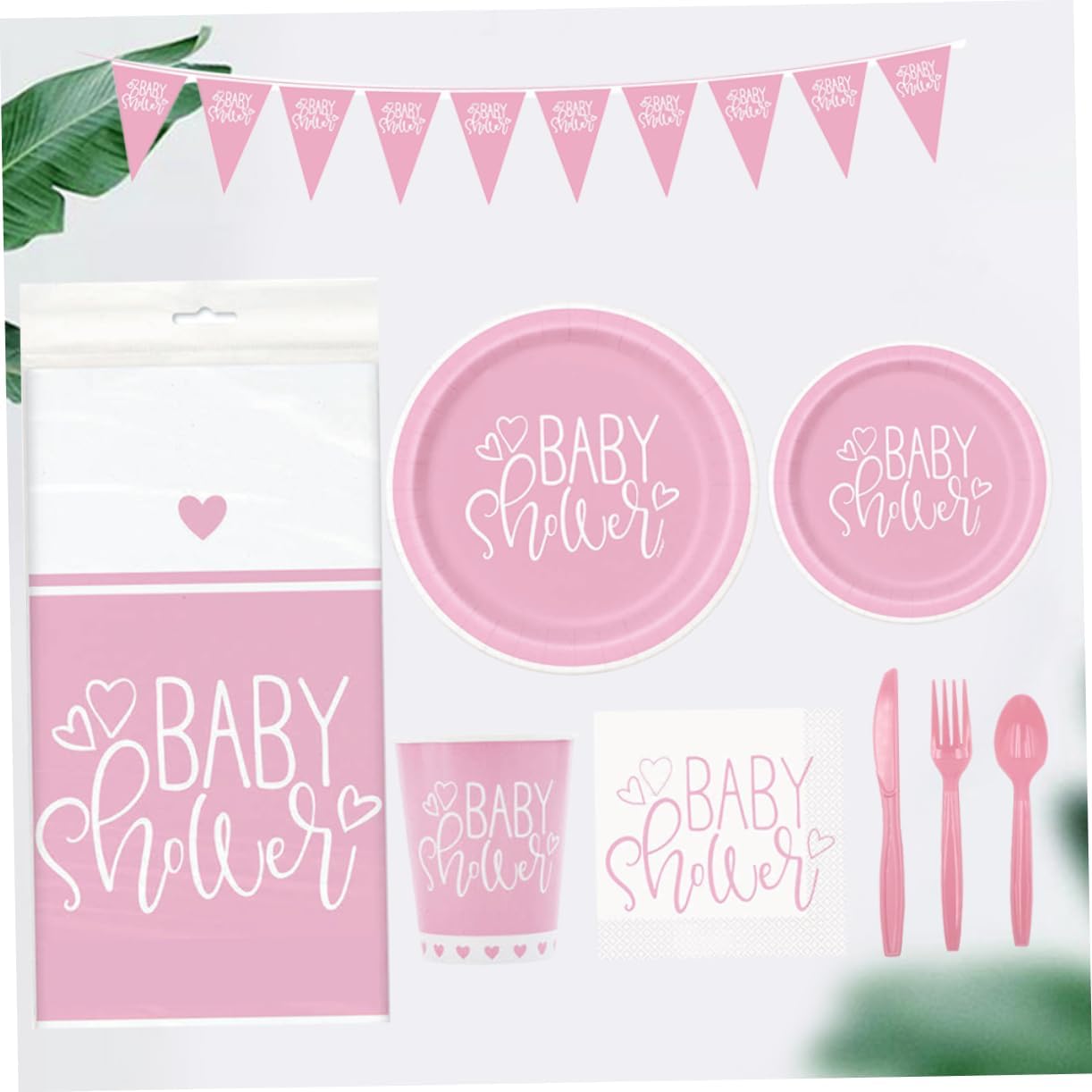 Birthday Party Supplies Set Disposable Tableware Kit Banner Plates Cups Napkins Cutlery for Showers and Celebrations