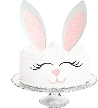 Easter Bunny Cake Topper with Eyelashes Easter Party Cake Decoration Supplies for Birthday Party, Wedding, Baby Shower, Spring Eater Party Decorations 2pairs