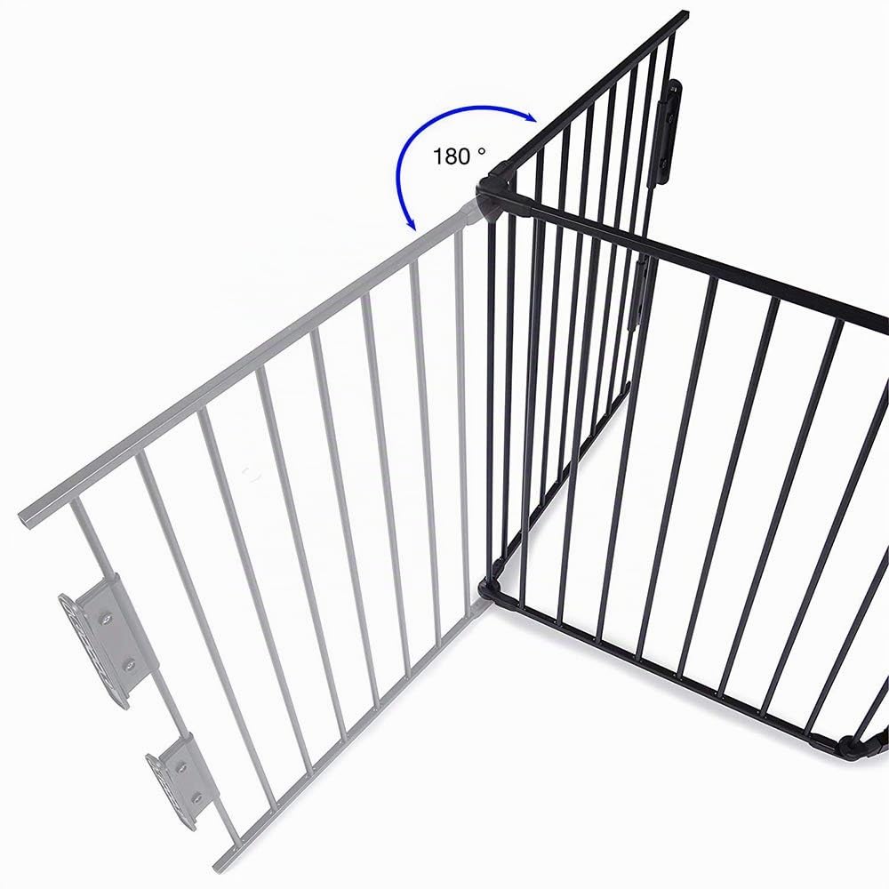 Barrière de sécurité- Grande Version 310 cm | Grille de Protection métal - Pliable | avec Porte Inclus | 5 éléments (Noir)