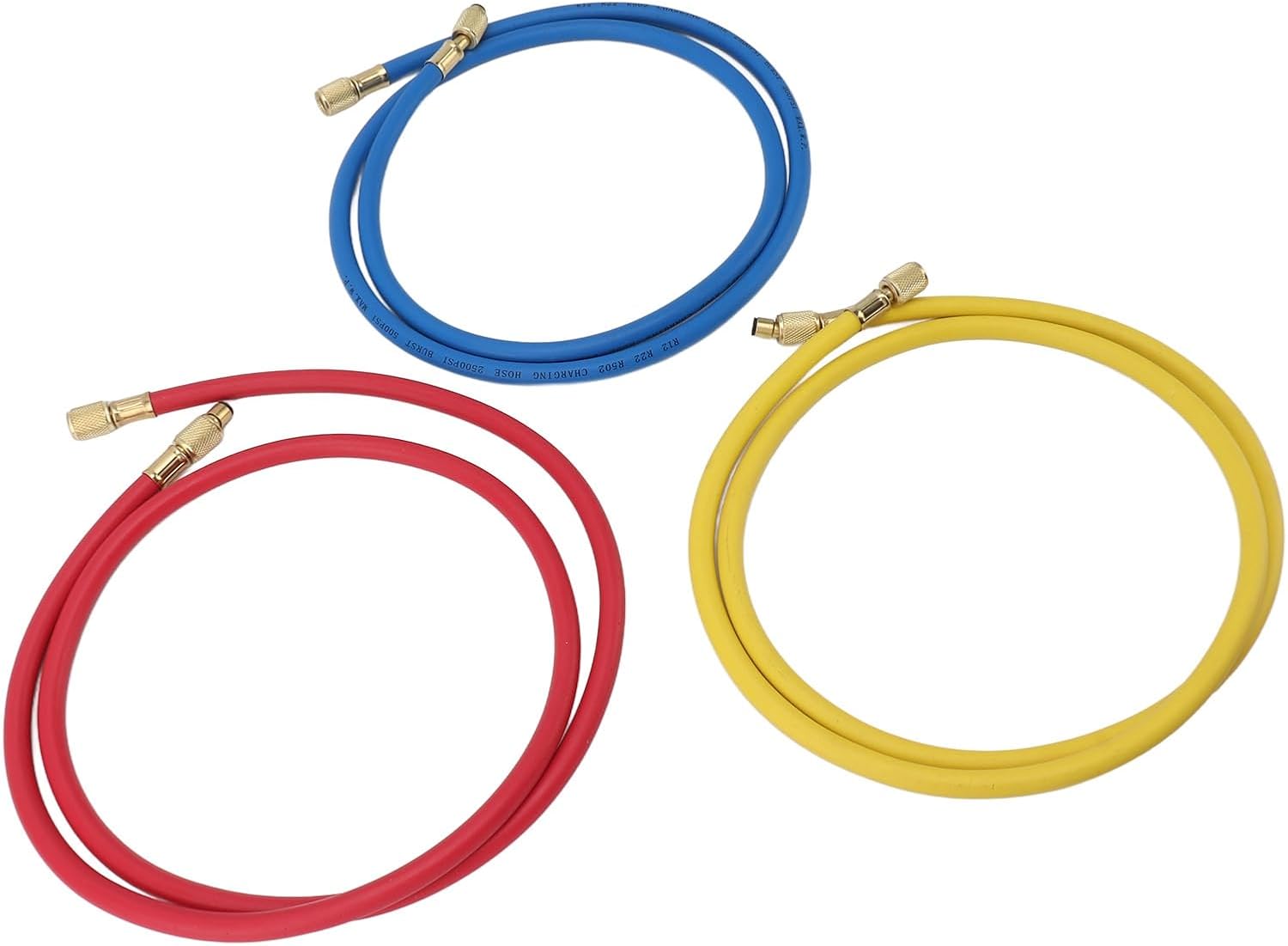 Refrigerant Charging Hose 150cm 3pcs Set Air Conditioner R12 R22 R502 Blue Red Yellow
