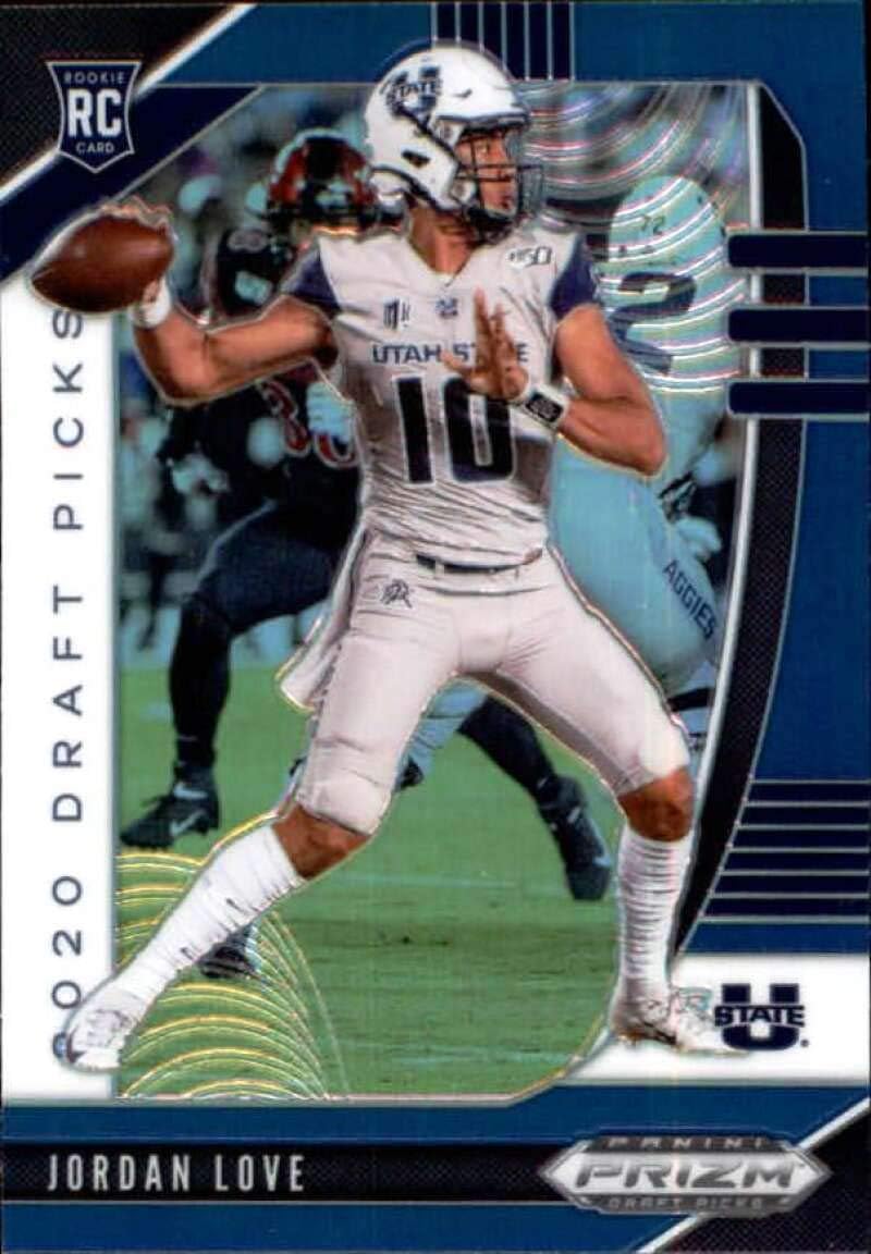2020 Panini Prizm Draft Prizms Blue #148 Jordan Love Draft Picks Utah State Aggies RC Rookie Football Trading Card