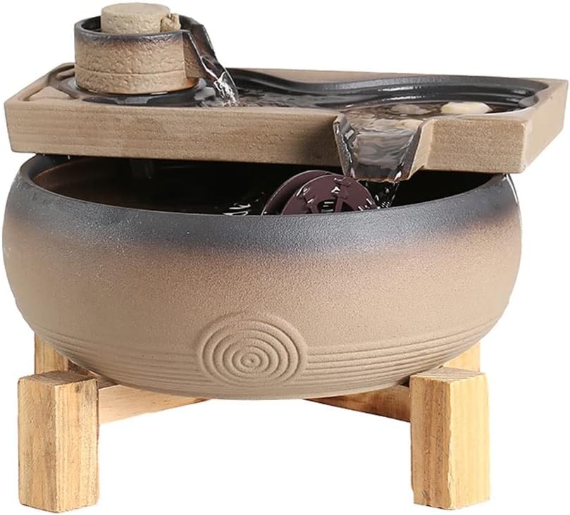 Tabletop Fountain Office Desk Lucky Atomization Fountain Interior Living Room Decoration Waterfall Water Desktop Fountain Tabletop Decoration (Color : B) (A)