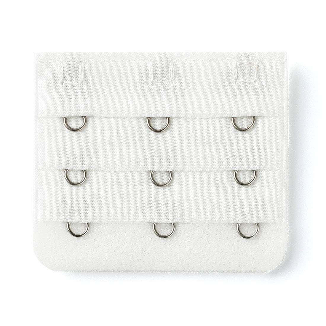 Sourcing Map Women's White 3 Hook 3 Row Stretchy Bra Strap Extenders Buckle Hooks Bra Band For 1 Pcs