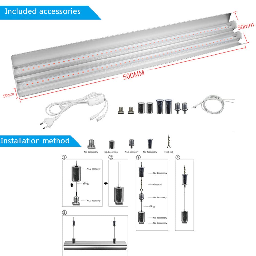 Grow Light, 18w Lámpara de Planta, Luz de Crecimiento de Plantas, Espectro Completo, para la Germinación, el Crecimiento y la Floración de Las Plantas, Lampara de Cultivo Indoor
