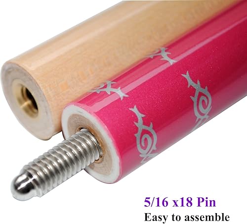 Miniatura 5 de Palo de billar de 58", kit de tacos de billar ergonómicos de madera dura de arce de 2 piezas de 13 mm, 192021 onzas