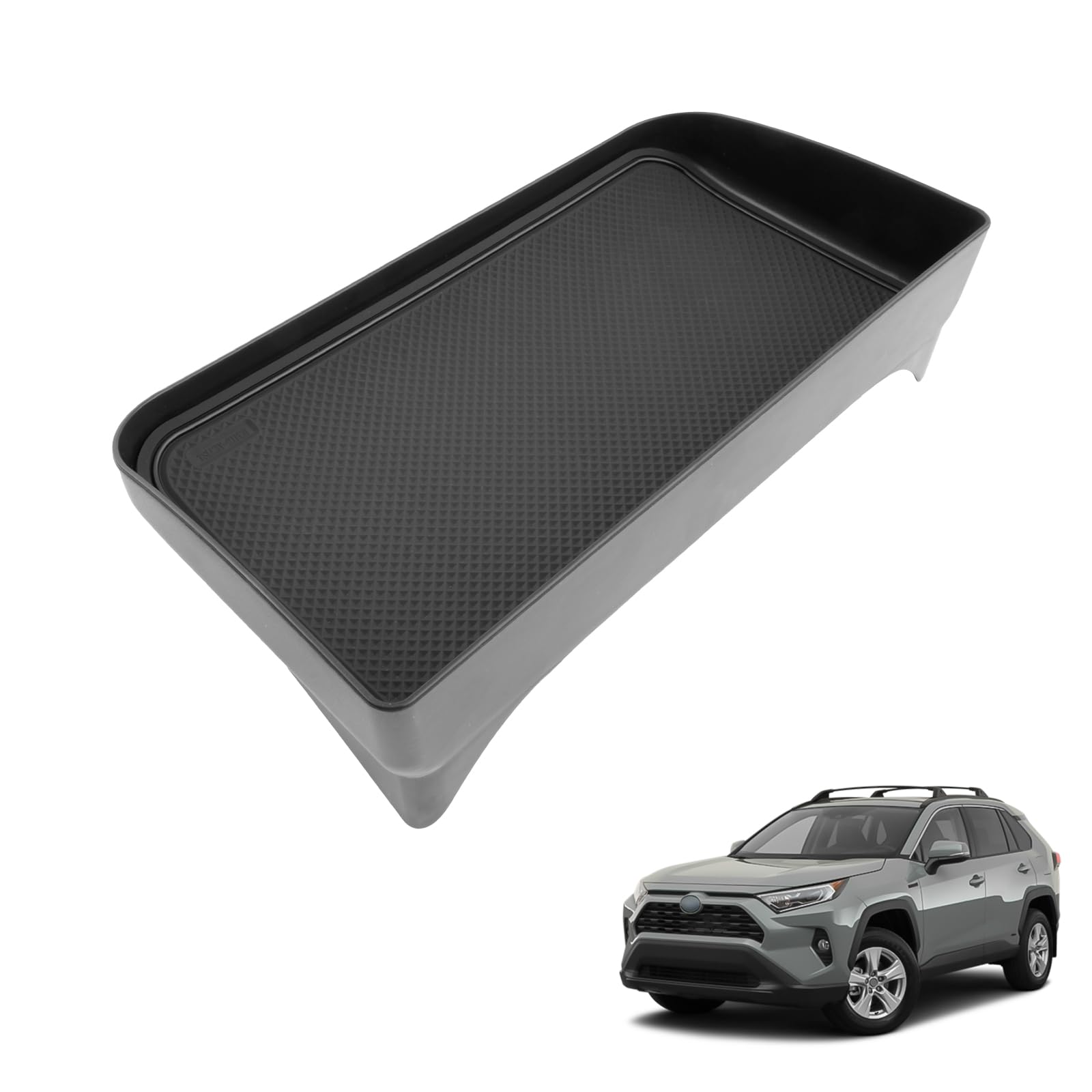 Boîte de Rangement pour Tableau de Bord Central Compatible avec Toyota RAV4 2019-2025, Organisateur de Console Centrale, Toyota RAV4 Plateau Rangement de Console avec Tapis Noir
