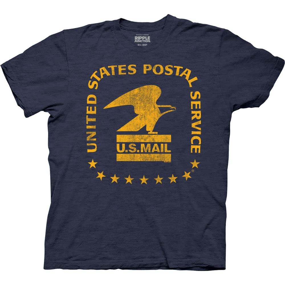 Ripple Junction USPS Men's Short Sleeve T-Shirt U.S. Mail United States Postal Service Standing Eagle Seal Official Licensed