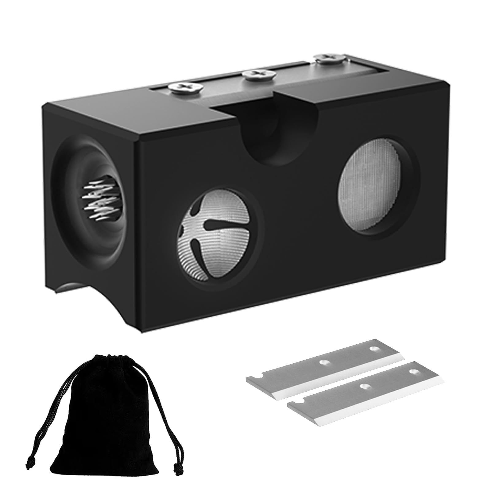 Loodmeo 8-in-1 Plastic Pool Cue Head Repair Tool, Pool Cue Accessories for Replacing and Shaping Pool Cue Heads, Pool Cue Head Shaper with 2 Extra Blades (Plastic, Black)