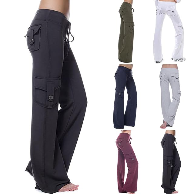 Womens Baggy Cargo Pants Low Waist Vintage Y2k Straight Leg Casual Pants Jogger Relaxed Cinch Pants Loose Trousers