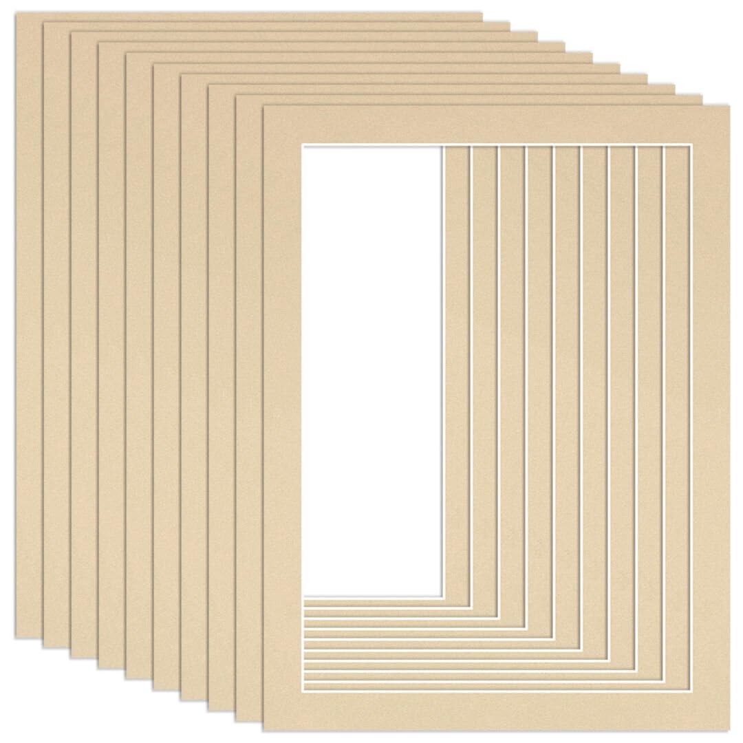 Procut Global 8x6" Ivory Picture Mounts to Fit 7x5" Aperture - Precision Cut Cardboard Photo Mount - Ideal for Frames, Prints, Artwork & Certificates - Sizes & Colours Available - 10 Pack