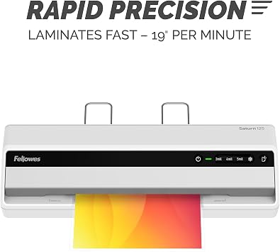 Fellowes SaturnTM 125 Thermal Laminator Machine, 12.5, Fast 60 Sec Warm Up