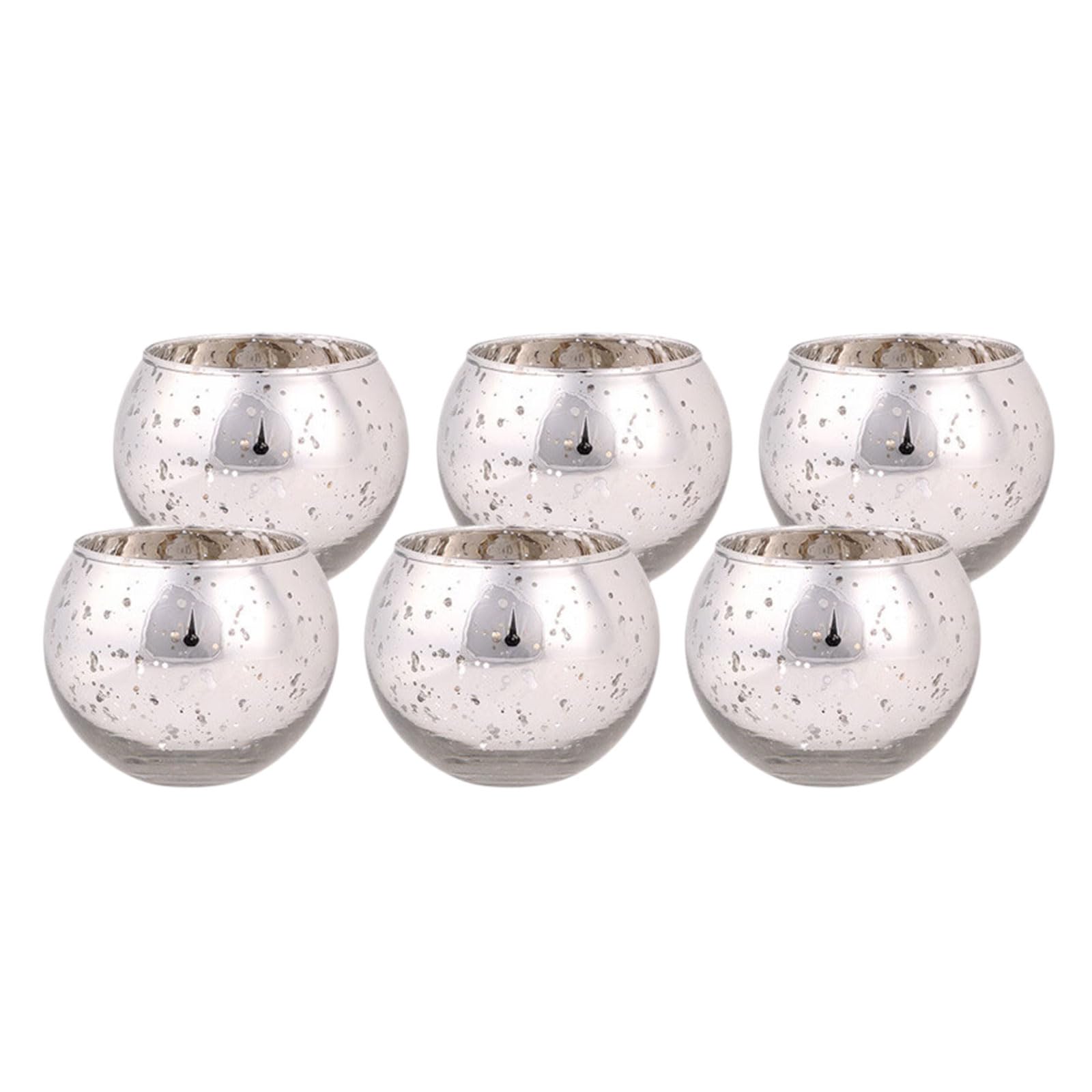 Tsophreniq 6Pcs Glass Tealight Votive Holders Christmas Table Centerpieces Decoration for Indoor/Outdoor Holiday Decors Glass Holders for Table Centerpiece