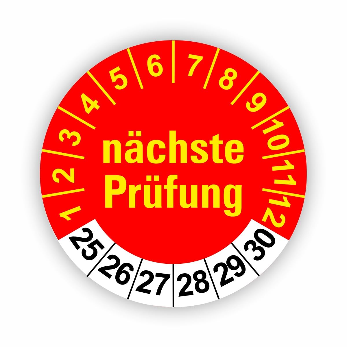 Hochwertige Prüfetiketten FD-5 NÄCHSTE WARTUNG Ø 30mm - Selbstklebende PVC-Folie - Wartungsetiketten für Prüfung - Prüfplakette für Prüfungsnachweis (1000 Stück)