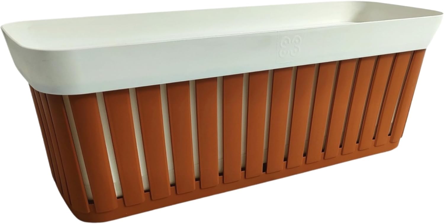 Balcony Crete 50 cm, Exterior Made of Plastic, Balcony Box, White, 40 cm