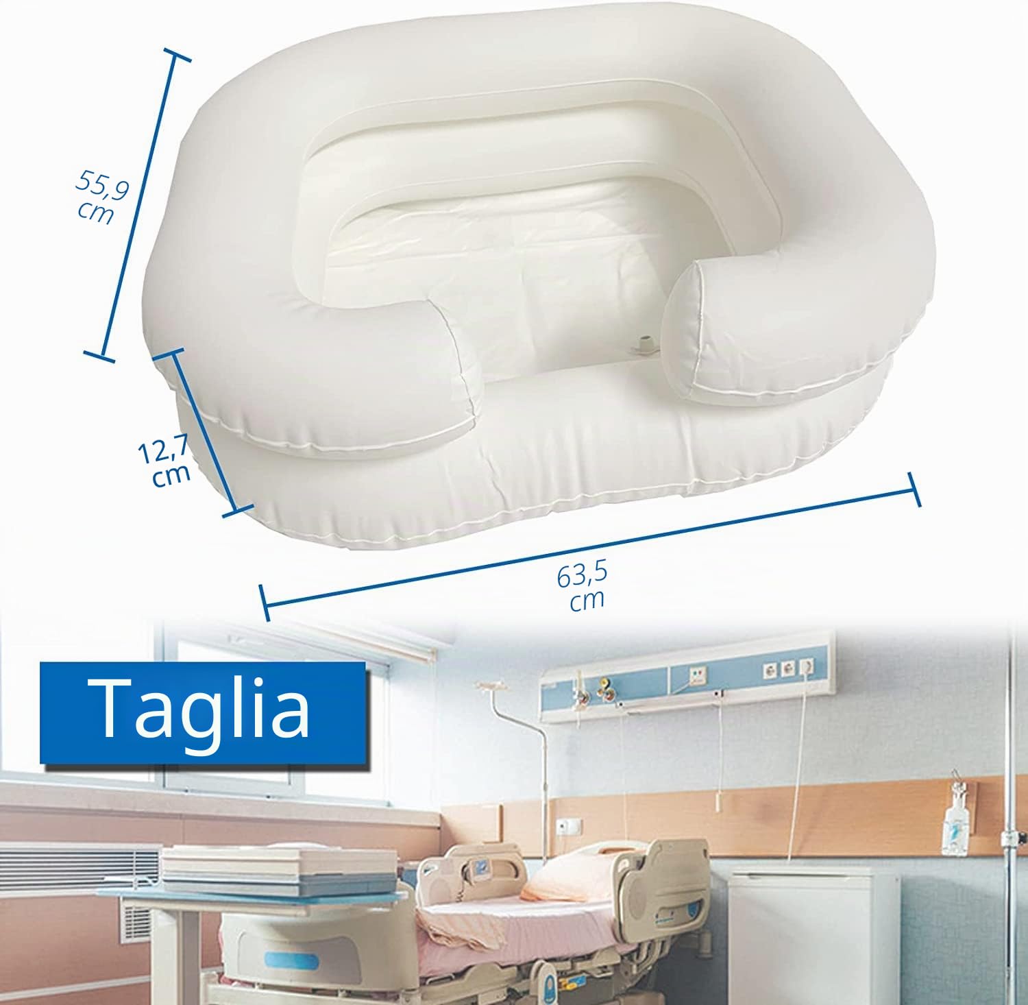 Kit doccia gonfiabile per letto da comodino, sistema doccia per disabili e anziani facile, gravidanza, paziente legato o post-chirurgico, paziente confinato a letto (confezione da 4)