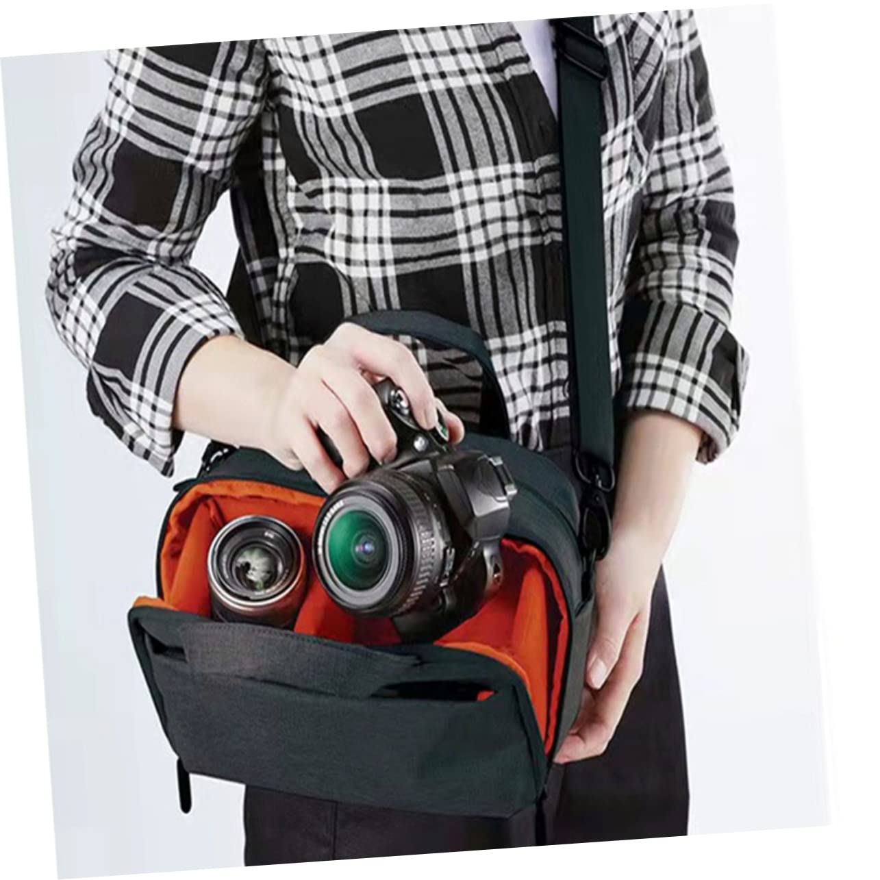jojofuny Borsa Tracolla per Fotocamera Reflex Oxford, Imbottitura Interna Spessa, Cerniera e Tracolla Regolabile, per Viaggi e Attività All'aperto
