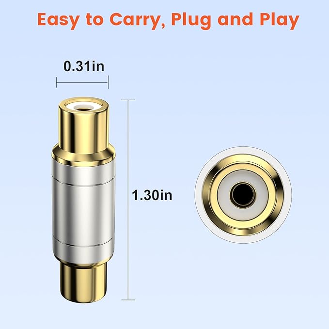 VANAUX 4 Conectores RCA Hembra a Hembra Bañados en Oro miniatura 6