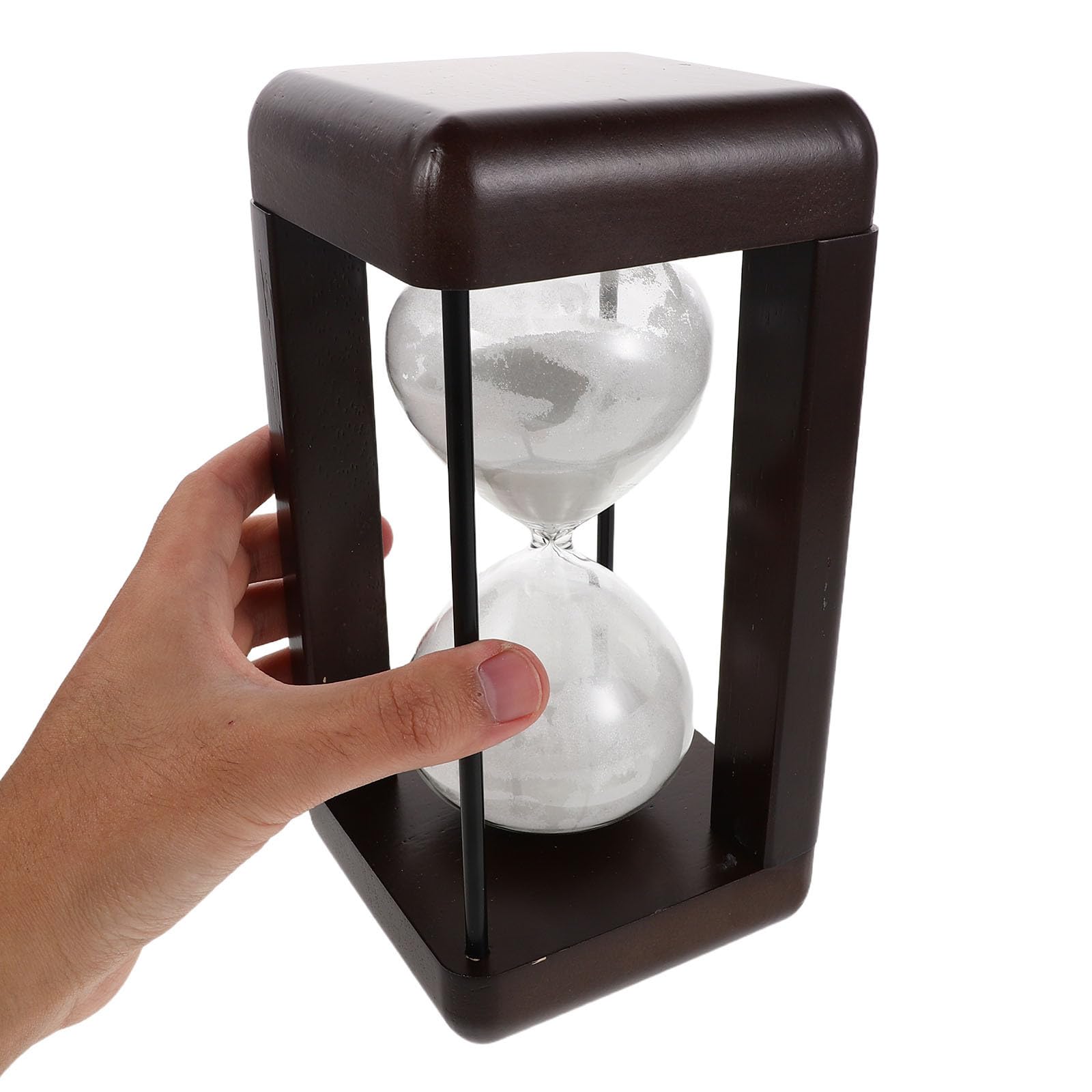 Zerodeko Tisch Sanduhr Ornament aus Glas und Holz 60 Minuten Sanduhr Weiß Vintage Deko für Büro und Outdoor Events