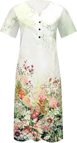 Miniatura 3 de Vestidos de cóctel casuales para mujer vestido de verano con estampado de color pequeño cuello en V manga corta vestido casual