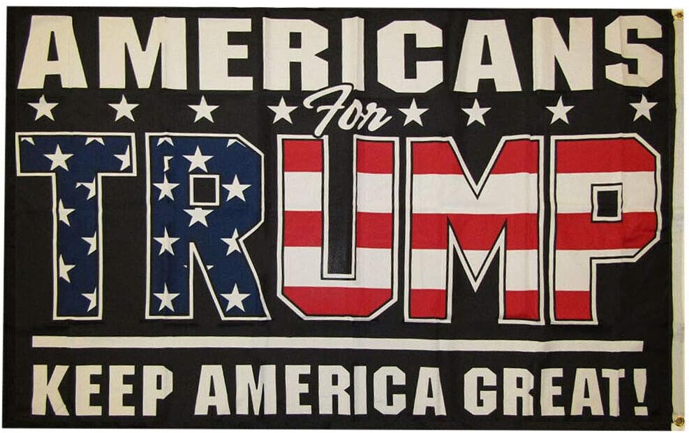 Trade Winds Americans for Trump Keep American Great! Black Double Sided 100D Woven Poly Nylon Flag 3x5 3'x5' Banner Grommets Heavy Duty (RUF)