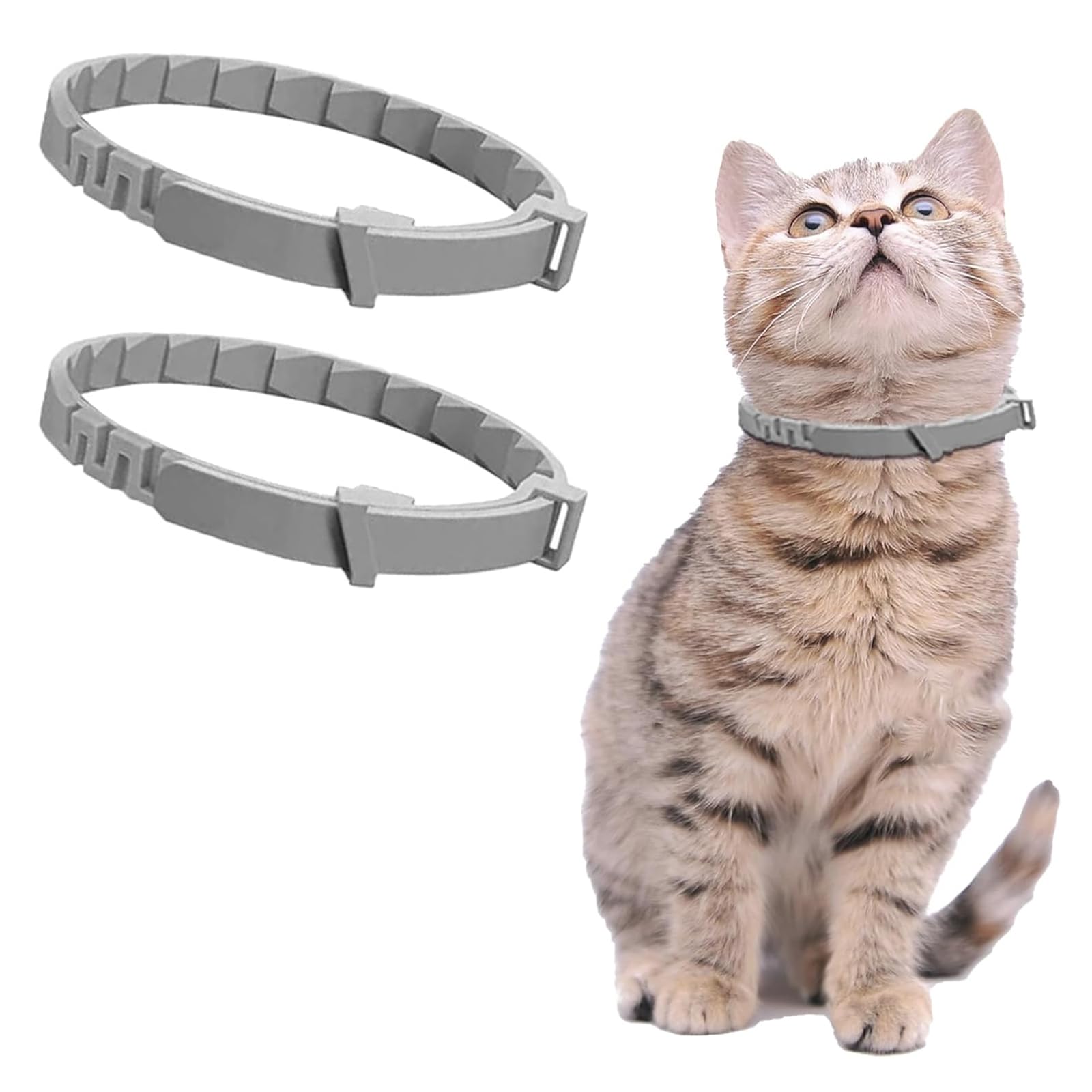 2 Collares Antipulgas Para Gatos, Collar Antiparasitario Seguro Y Eficaz, En Gris, Accesorio Para Mascotas, Protección Para Gatos