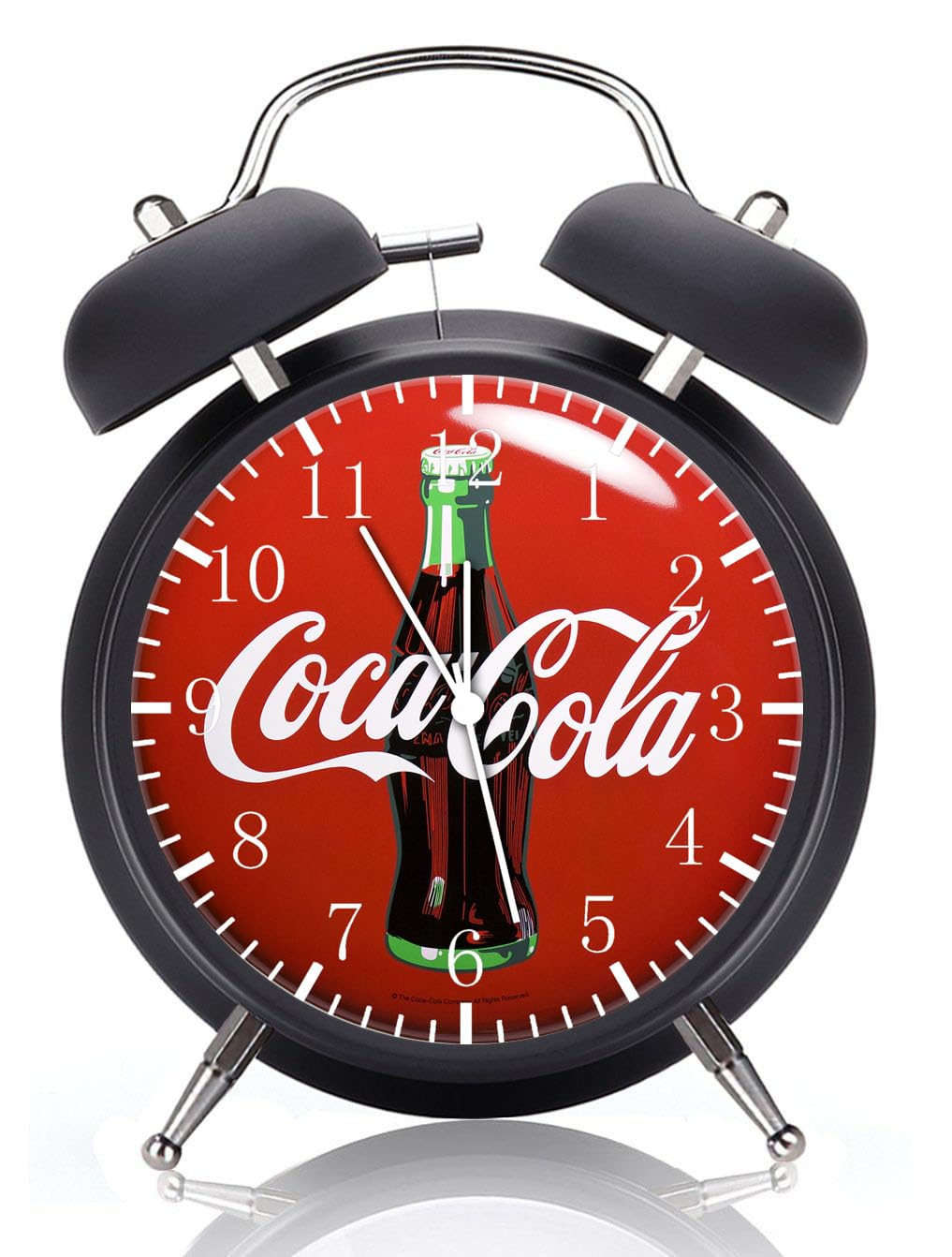 Cola Alarm Desk Clock Twin Bell with Night Light Quite Silent Non-Ticking 4 Inches Glass Face - Great Decor for Home or Office – Best Gift Ideas for Birthday or Holidays G157