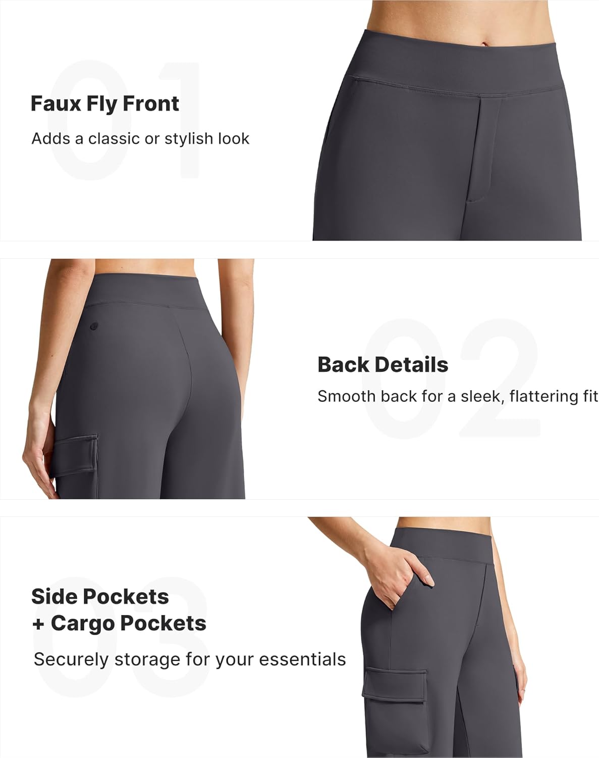 G4Free EverGoing Wide Leg Cargo Pants Women with 4 Pockets High Waisted Yoga Pants Stretch Casual Trousers