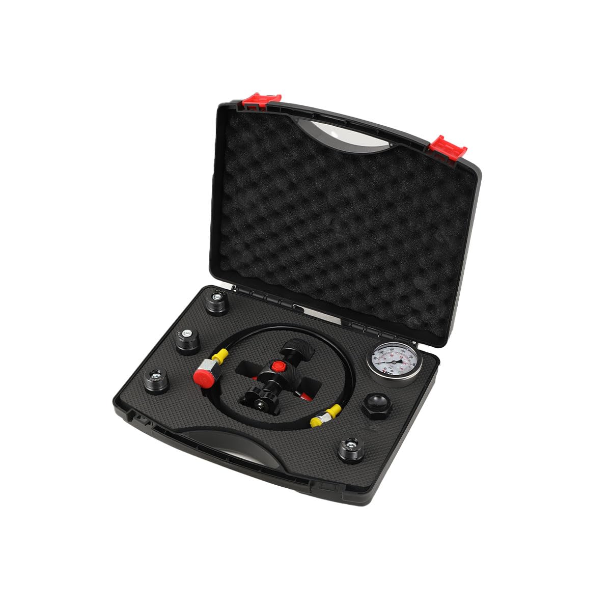Kit di riempimento e Prova di Pressione per accumulatore Idraulico con azoto, manometro da 25 MPa, Tubo Flessibile da 2 m, adattatori Multipli per Prove di Pressione e Manutenzione Accurate