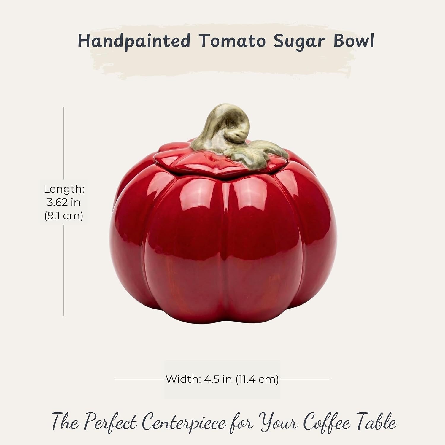 Blue Sky Clayworks Valentine's Tomato Sugar Bowl, 4.5"L x 4.375"W x 3.625"H